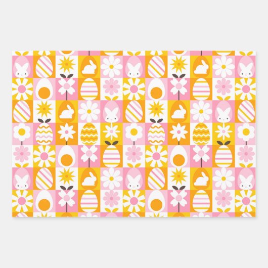 Sweet Spring Easter Patchwork  Inpakpapier Vel (Voorkant)