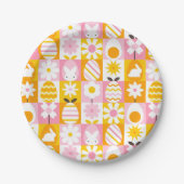 Sweet Spring Easter Patchwork  Papieren Bordje (Voorkant)