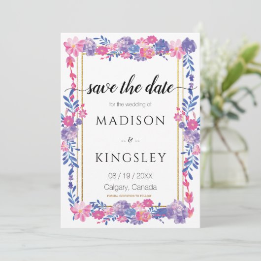 Sweet Spring Floral Abstract Save the Date KAART (Staand voorkant)