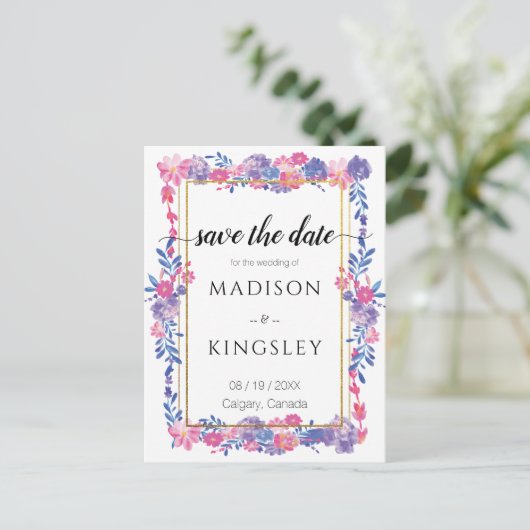 Sweet Spring Floral Epic Abstract Sparen de Datum Briefkaart (Staand voorkant)