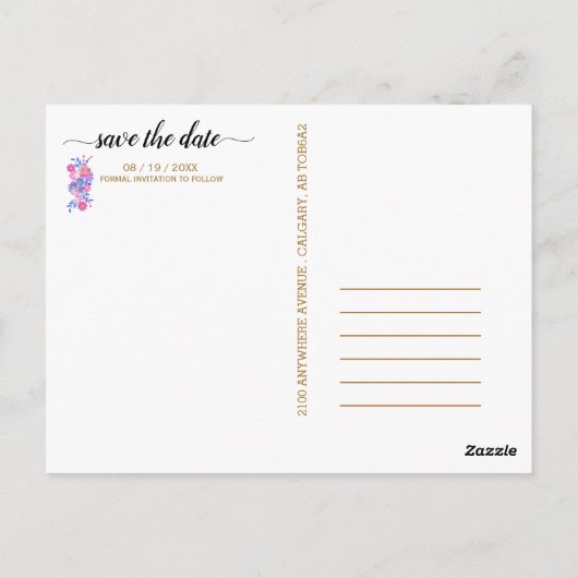 Sweet Spring Floral Epic Abstract Sparen de Datum Briefkaart (Achterkant)