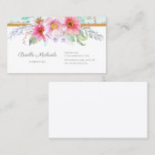 Sweet Spring Floral Pink en Bleek Turquoise Visitekaartje (Voorkant / Achterkant)