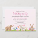 Sweet Spring Flower Animal Kids Birthday Invite Kaart<br><div class="desc">Birthday-uitnodigingen in de Little Bayleigh Store!</div>