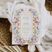 Sweet Spring Wildflower Meadow Garden Arch Wedding Kaart