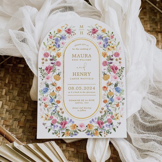 Sweet Spring Wildflower Meadow Garden Arch Wedding Kaart