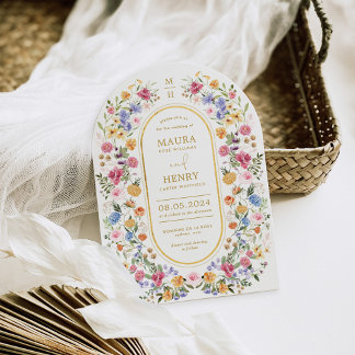 Sweet Spring Wildflower Meadow Garden Arch Wedding Kaart