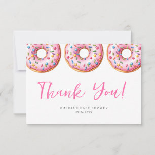 Sweet Sprinkle Pink Donuts Modern Girl Baby shower Bedankkaart