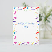 Sweet Sprinkle verjaardagsfeestje thema Bedankkaart (Staand voorkant)