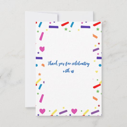 Sweet Sprinkle verjaardagsfeestje thema Bedankkaart (Achterkant)