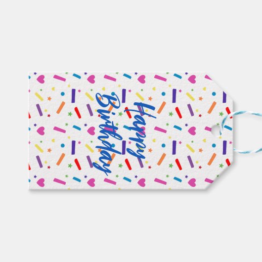 Sweet Sprinkle verjaardagsfeestje thema Cadeaulabel (Voorkant (Horizontaal))