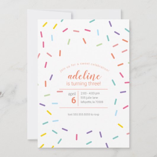 Sweet Sprinkles Birthday Party Kaart (Voorkant)