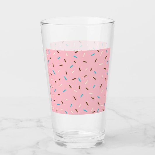 Sweet Sprinkles Glass Tumbler (aardbeiroze) (Voorkant)