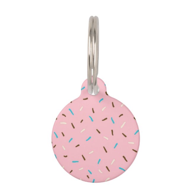Sweet Sprinkles Small Pet ID Tag (aardbeiroze) Huisdierpenning (Voorkant)