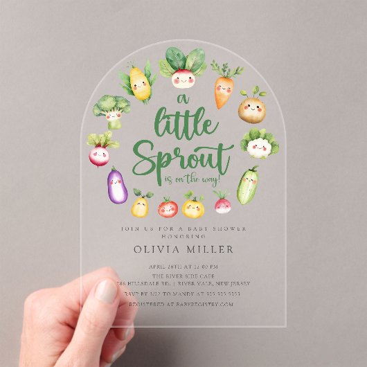 Sweet Sprout Baby shower Invitation Acryl Uitnodigingen (Insitu (Draagbaar))