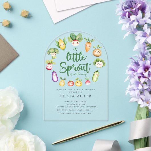 Sweet Sprout Baby shower Invitation Acryl Uitnodigingen (Insitu (Huwelijk))