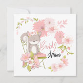 Sweet Squirrel Florals Wit Roze Meisje Baby shower Kaart (Voorkant)