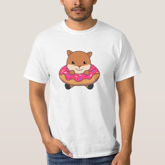 Sweet Squirrel Funny Animals in Donut Roze T-shirt (Voorkant)