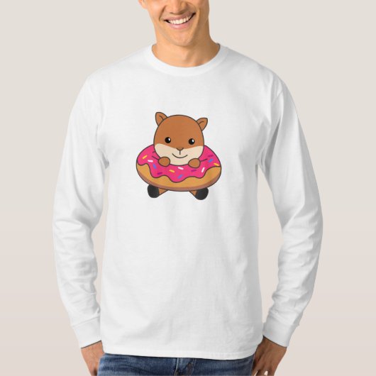 Sweet Squirrel Funny Animals in Donut Roze T-shirt (Voorkant)