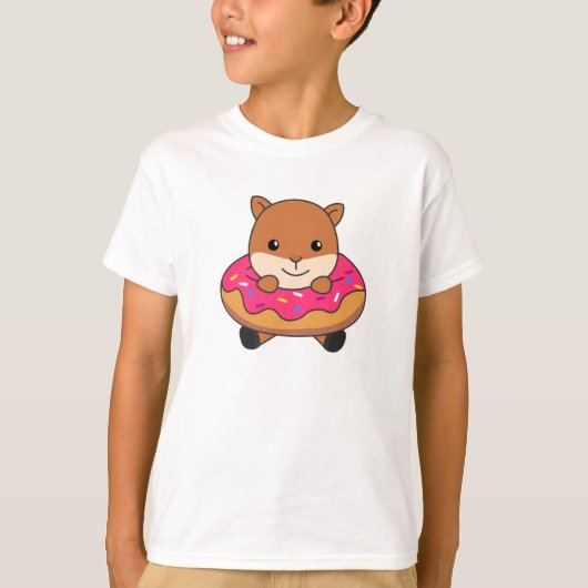 Sweet Squirrel Funny Animals in Donut Roze T-shirt (Voorkant)