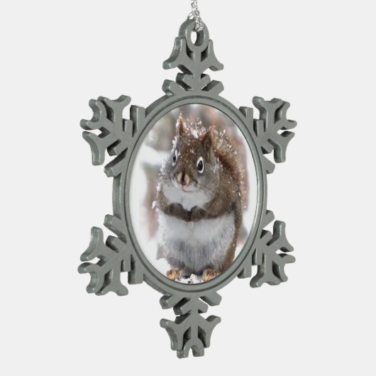Sweet Squirrel Tin Sneeuwvlok Ornament (Links)