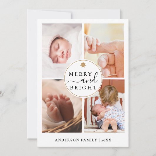 Sweet Star 4 Foto Vrolijk & Helder Kerstmis Feestdagenkaart (Voorkant)