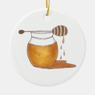 Sweet Sticky Honey Driving Honeypot Jar Beehive Keramisch Ornament