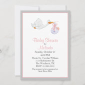 Sweet Stork met Baby-uitnodiging Kaart (Voorkant)