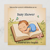 Sweet Story Baby Shower Invitation – Cozy Sleeping Kaart (Voorkant / Achterkant)