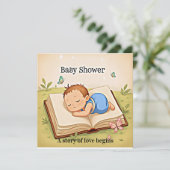 Sweet Story Baby Shower Invitation – Cozy Sleeping Kaart (Staand voorkant)