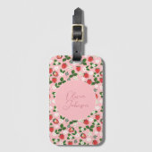 Sweet Strawberries Flowers Watercolor Floral Bagagelabel (Voorkant (verticaal))