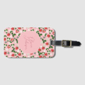 Sweet Strawberries Flowers Watercolor Floral Bagagelabel (Voorkant (horizontaal))