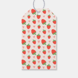 Sweet Strawberries & Hearts Gift Label Cadeaulabel