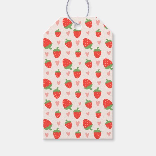 Sweet Strawberries & Hearts Gift Label Cadeaulabel (Voorkant)