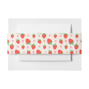 Sweet Strawberries & Hearts Invitation Belly Band Uitnodigingen Wikkel