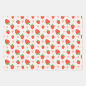 Sweet Strawberries & Hearts Wrapping Paper Set (Voorkant)