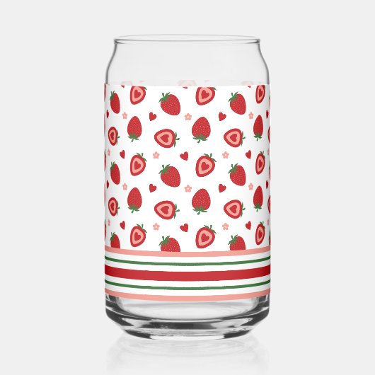 Sweet Strawberries Pattern Blikvorm Glas (Achterkant)