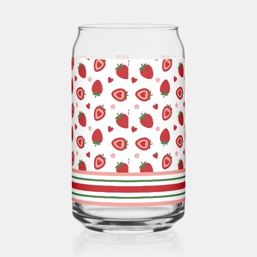 Sweet Strawberries Pattern Blikvorm Glas (Rechts)
