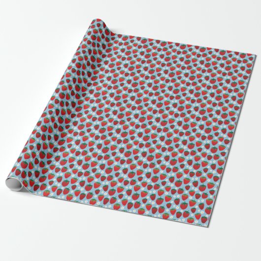 Sweet Strawberries Pattern Cadeaupapier (Uitgerold)