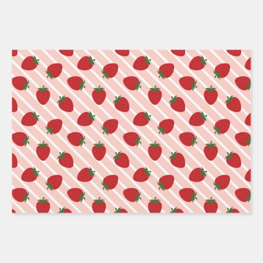 Sweet Strawberries Pattern Inpakpapier Vel (Voorkant 2)