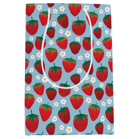 Sweet Strawberries Pattern Medium Cadeauzakje (Voorkant)