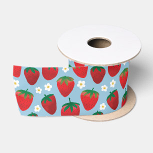 Sweet Strawberries Pattern Satijnen Lint