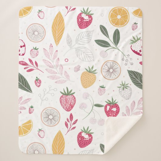 Sweet Strawberries Sherpa Blanket – Medium Sherpa Deken (Voorkant)
