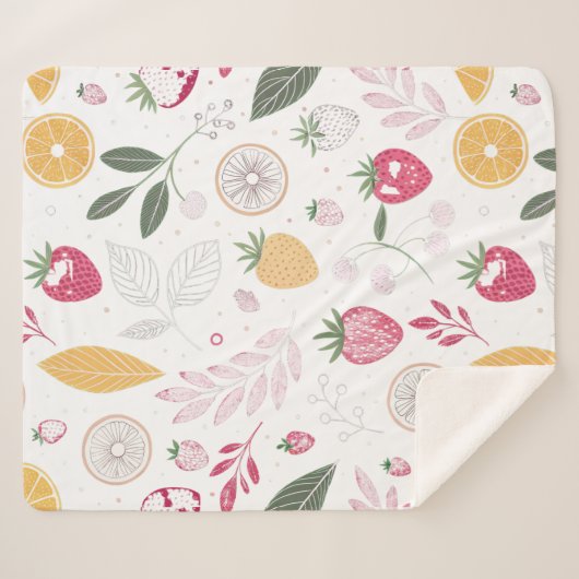 Sweet Strawberries Sherpa Blanket – Medium Sherpa Deken (Voorkant (horizontaal))