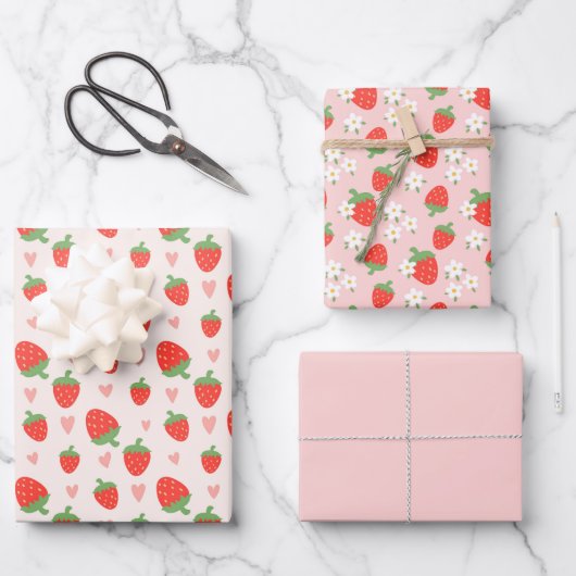 Sweet Strawberries Wrapping Paper Set (Voorkant)