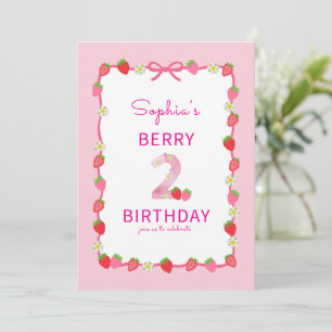 Sweet Strawberry 2e verjaardag uitnodiging