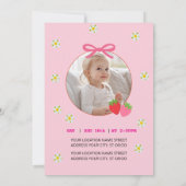 Sweet Strawberry 4th Birthday Invitation Kaart (Achterkant)