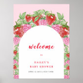 Sweet Strawberry Arch Welkom Baby shower Poster (Voorkant)