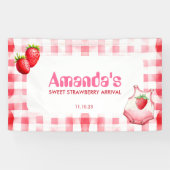 Sweet Strawberry Arrival Gingham Baby shower Roze Spandoek (Horizontaal)