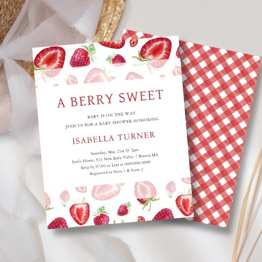 Sweet Strawberry Baby shower Budget Invitation