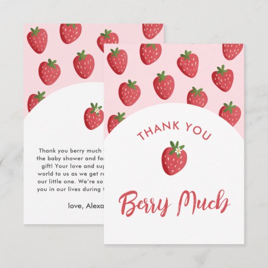 Sweet Strawberry Baby shower Dank u kaarten (Voorkant / Achterkant)